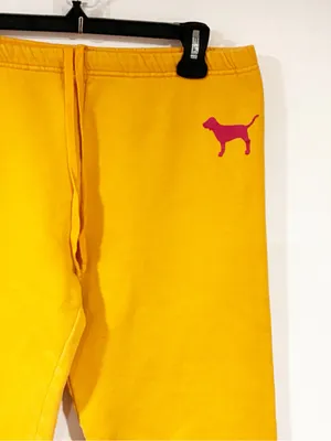 Y2K Victoria's Secret PINK Jogger Sweatpant Yellow Spellout Size Small thumbnail 2