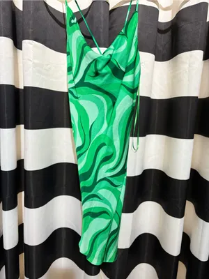 Zara Emerald Swirl Cowl-Front Slip Midi Dress thumbnail 4