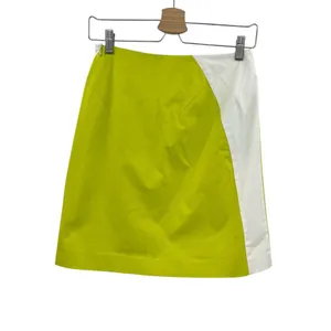 Piazza Sempione Neon Lime Green Cream‎ Colorblock Mini Skirt Size 38 US 2 thumbnail 5
