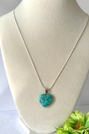 Turquoise Heart Necklace (553) Blue thumbnail 1