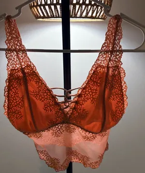 Lace Bralette Cami in Rust Pink thumbnail 1