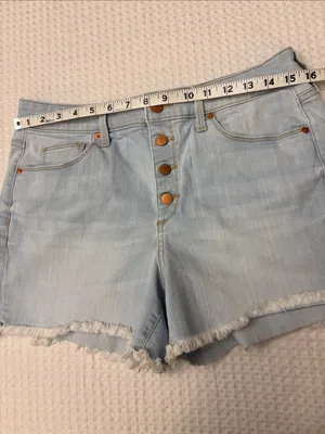 Universal Threads 10/30 High Rise Midi Light Blue Button-Fly Denim Cut Off Shorts thumbnail 9