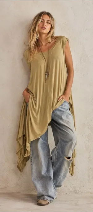 Free People Beach Cap Sleeve Oversized Tunic Dress thumbnail 1