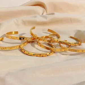 Boutique NEW Women's‎ 18k Gold-Plated 316L Simulated Diamond Cuff Bracelet Adjustable thumbnail 6