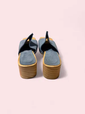 Made in Spain Navy Suede Block Heel Mules thumbnail 4