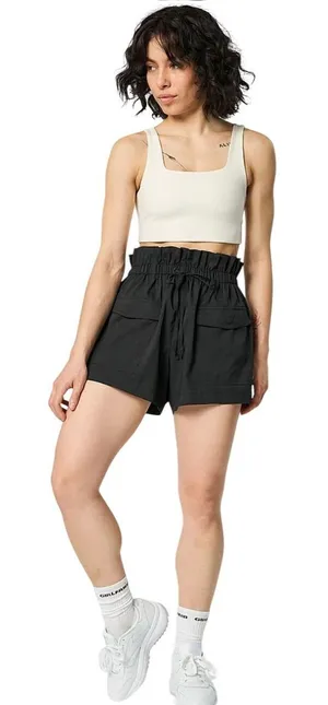 Girlfriend‎ Collective Black Cora Pocket Shorts Paperbag Waist Cargo M thumbnail 1