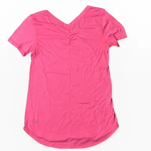 Lululemon Pink‎ Striped V-Neck Short Sleeve Athletic Top Small Lightweight Sheer thumbnail 2