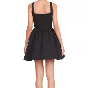 Staud Landscape Mini Dress Satin Black Size 2‎ thumbnail 3