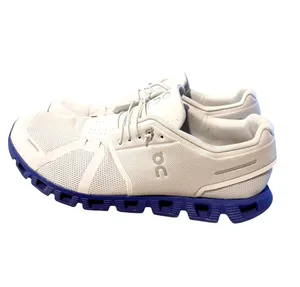 On Cloud 5 Men’s Running Sneakers Low Top Mesh Lace-Up Frost/Indigo 59-98535 thumbnail 2