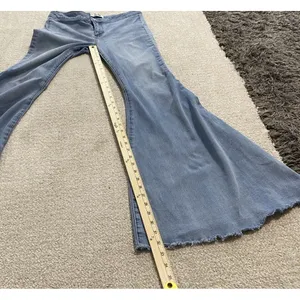 We The Free Flared Women's Jeans Light Blue Denim Raw Hem Stretch High Rise thumbnail 15