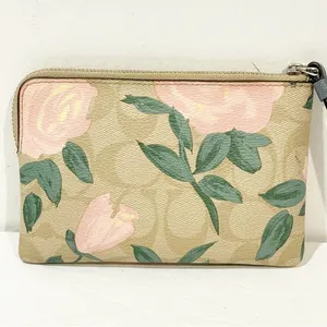 Coach Canvas Wristlet Wallet With Floral Print‎ And Signature Logo thumbnail 5