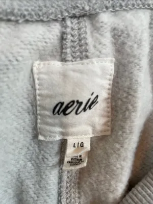 AERIE Fleece Corset Jogger Zip Front Sweatpants in Heather Gray Size L thumbnail 8