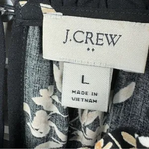 J. Crew Floral Smocked Ruffle Trim Blouse Black‎ Tan Large thumbnail 9