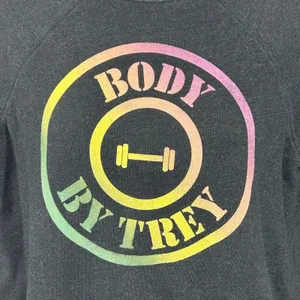 Wildfox Body By Trey Graphic Fleece Sweatshirt XS Charcoal Gray thumbnail 9