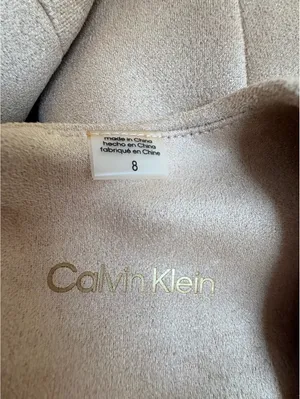 Calvin Klein Beige Faux Suede Fit and Flare Dress Size 8 thumbnail 5
