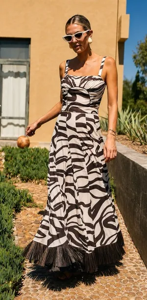NWT Antonio Melani MG Style Fringe Linen Blend Maxi Raffia Skirt Set Brown~SZ 10 thumbnail 1