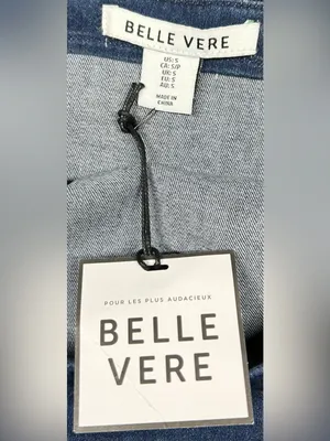 Belle Vere Women's Size S Denim Dark Wash Blue Adjustable Straps Crop Top Shirt thumbnail 2