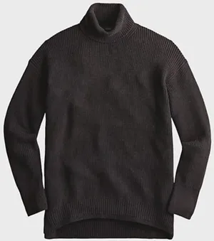 J.Crew Womens Black Cotton Cashmere Ribbed‎ Turtleneck Sweater BB427 Small thumbnail 1