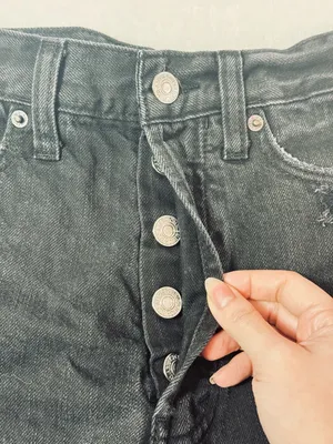 Abercrombie & Fitch frayed denim shorts in black - 24 thumbnail 3