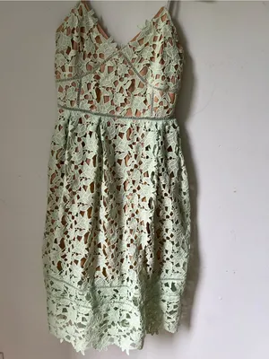 Beautiful Girl Mint Green Crochet Lace Spaghetti Strap Dress Size S thumbnail 3