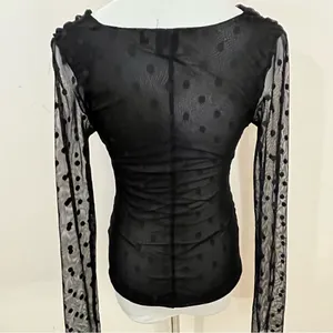 White House Black Market Y2K Sheer Mesh Polka Dot Top XS thumbnail 5