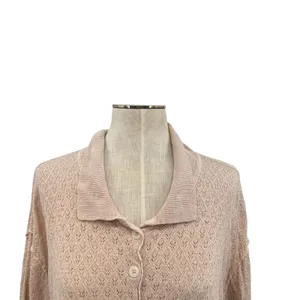 Free People Betty Cardigan Sweater Linen Blend‎ Beige Tan Size XL thumbnail 4