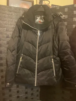 ZeroXposur Jacket Womens Size Lg Black Puffer Down Lined Full Zip w/hood thumbnail 2