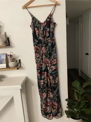 Amanda Uprichard Ellie Black Floral Maxi Gown Dress Multicolor Blossoms Small thumbnail 4