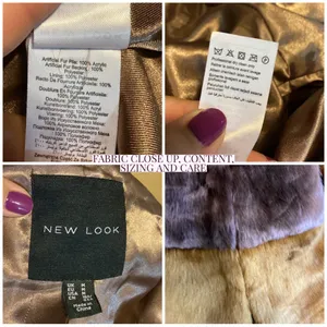 New Look Brown And Yellow Color Block Faux Fur Jacket (M) thumbnail 9