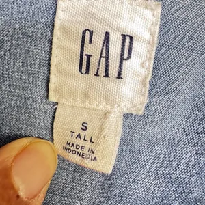 Gap Denim SHIRT Dress Size S Tall Blue Cotton Button‎ Front CHIC BOHO thumbnail 4