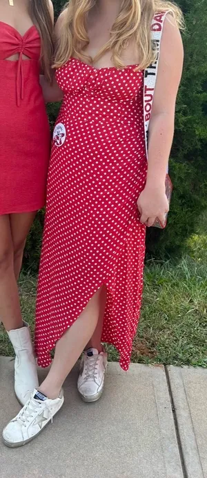 Zara Red Polka Dot Maxi Dress thumbnail 1