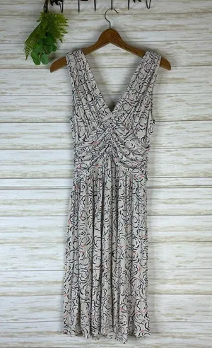 Anthropologie Deletta Cloud Rose Print Ruched Midi Dress thumbnail 2