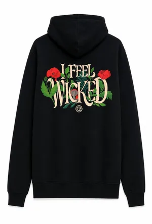 Old Navy Wicked‎ Hoodie Women M Black Floral I Feel Wicked Graphic Whimsigoth thumbnail 1