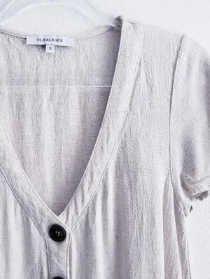 Olivaceous Button Down Ruffle Mini Bohemian Dress thumbnail 4