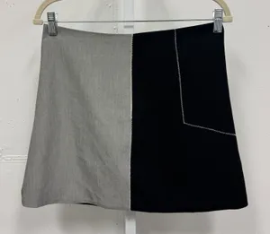 Boutique Few Moda New York Colorblock Mini Skirt A-line Blk Zigzag Stitch Size M thumbnail 1