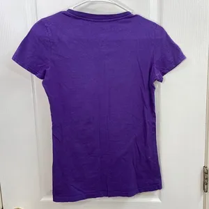 Vintage Aeropostale purple lace embroidered‎ scoop neck cotton y2k casual tshirt thumbnail 8