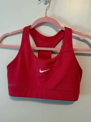 Nike Hot Pink Racerback Sports Bra with White Swoosh thumbnail 2