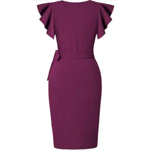 NEW Deep V Neck Sleeve Faux Wrap Formal Slit Pencil Dress 2X thumbnail 2