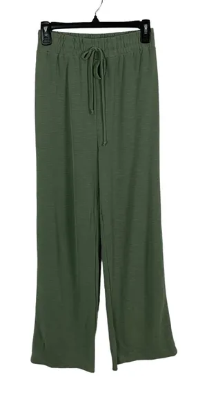 Dee Elly Green Wide Leg‎ Drawstring Waist Lounge Pants Small thumbnail 1