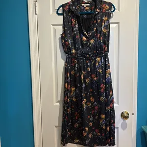 Adam Lippes floral sleeveless midi dress black 8 wedding guest thumbnail 4