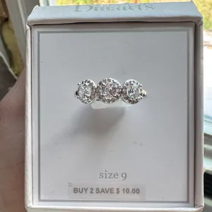 Dillards Elegant Silver Ring with Clear Stones thumbnail 2