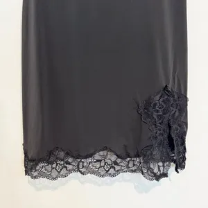 Victorias Secret Slip Dress Size M‎ Black Satin Lace Slit Mini Lingerie Coquette thumbnail 4