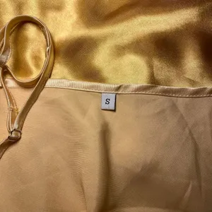 Gold Satin Slip Dress with Ruffle Hem thumbnail 3