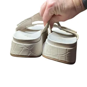 27 Edit Shoes Womens Size 7.5 White Leather Marcela Slide Sandals Wedge Platform thumbnail 7