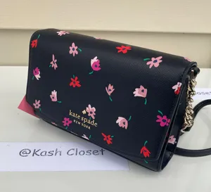 Kate Spade Ditsy Buds Small Flap Crossbody purse -Black multi thumbnail 2