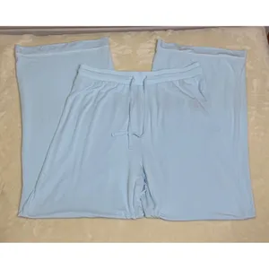 NWOT Comfrt Luna Lounge Pants XL Sky Baby Blue Wide‎ Straight Leg Drawstring thumbnail 7