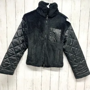 Joy Lab Jacket Women Size XS‎ Collared Sherpa Quilted Sleeve Full Zip Cropped thumbnail 1