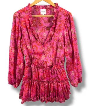 MISA Los Angeles Lorena Mini Dress Careyes Floral Print Size Medium thumbnail 1