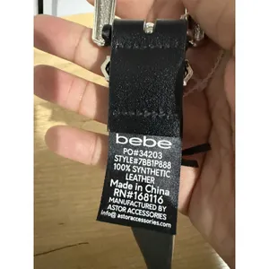 BEBE Black Faux Leather Western-Style Belt Y2K Butterfly Concho Sz Large thumbnail 10