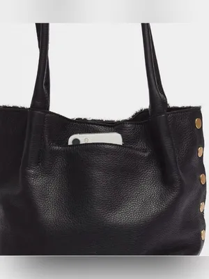 Hammitt Oliver Medium Dapple Calf Hair Leather Tote Black White Studded thumbnail 7